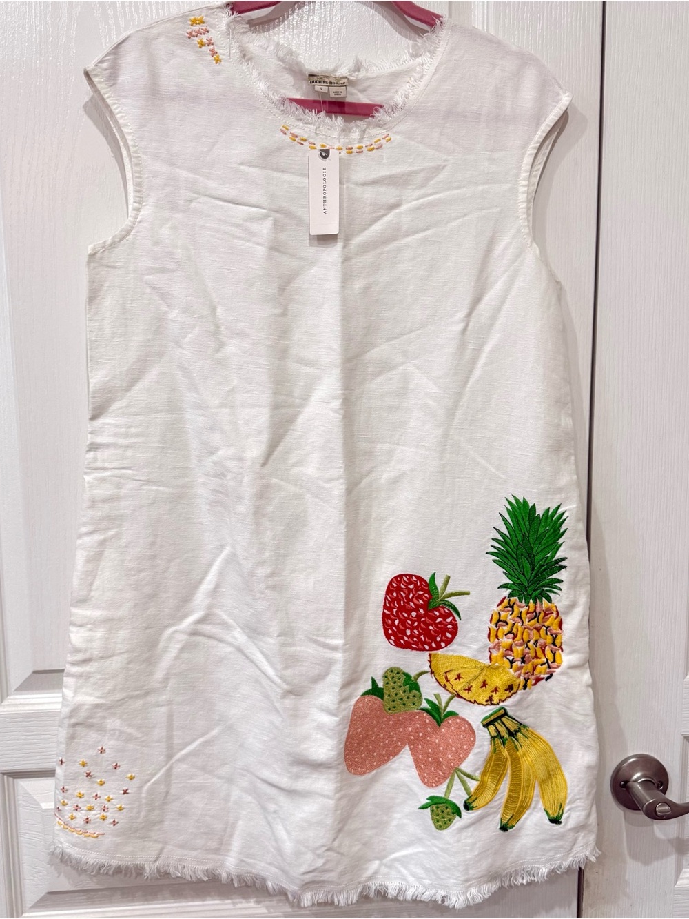 Anthropologie Holding Horses White Fruit Mini Dress